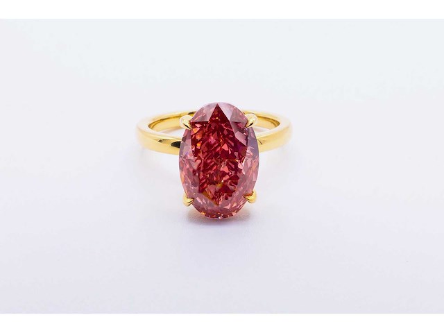 14 karaat geelgouden ring met 4,60 crt. diamant - afbeelding 4 van  5