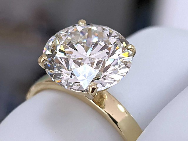 14 karaat geelgouden ring met 5,00 ct. diamant - afbeelding 6 van  11