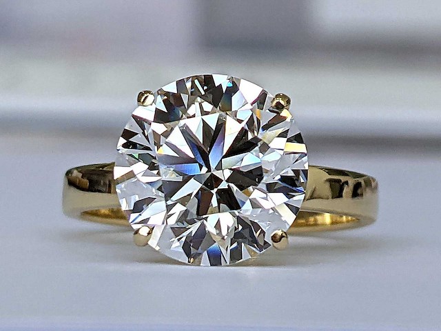 14 karaat geelgouden ring met 5,00 ct. diamant - afbeelding 11 van  11
