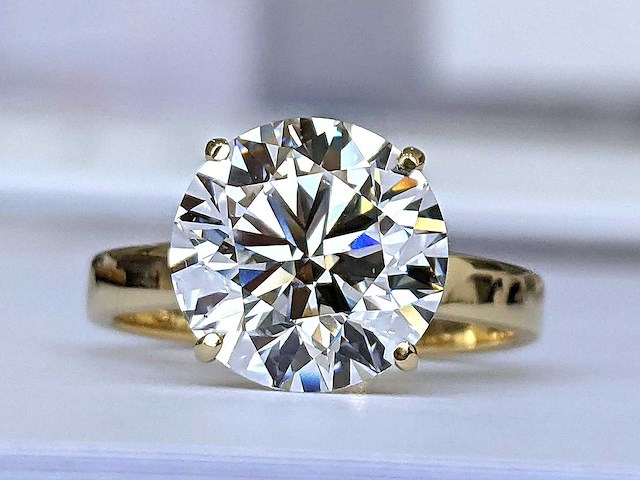 14 karaat geelgouden ring met 5,00 ct. diamant - afbeelding 3 van  11
