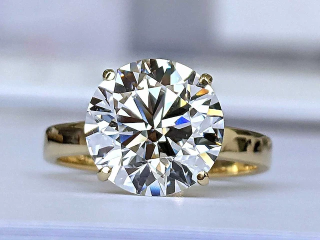 14 karaat geelgouden ring met 5,00 ct. diamant - afbeelding 5 van  11