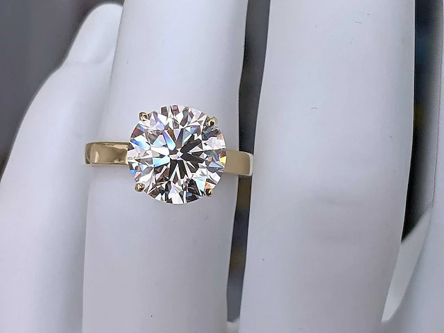 14 karaat geelgouden ring met 5,00 ct. diamant - afbeelding 7 van  11