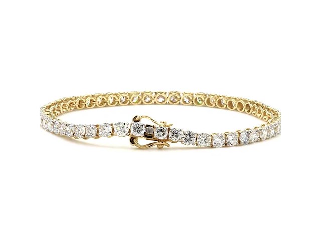 14 karaat geelgouden tennisarmband met 10,01 ct. diamant - afbeelding 2 van  2