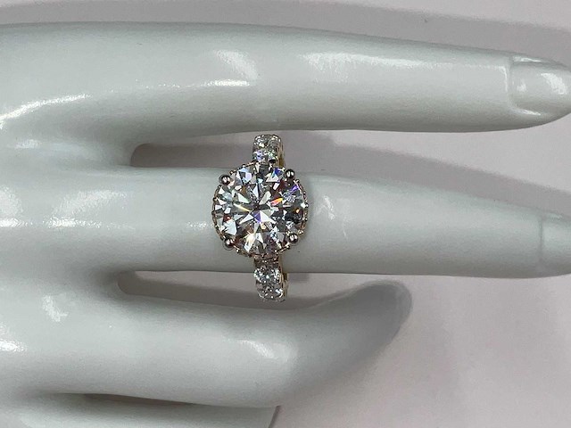 14 karaat geelgouden unieke ring met hoofddiamant 5,52 crt. - afbeelding 16 van  19