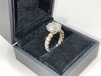 14 karaat geelgouden unieke ring met hoofddiamant 5,52 crt. - afbeelding 1 van  12