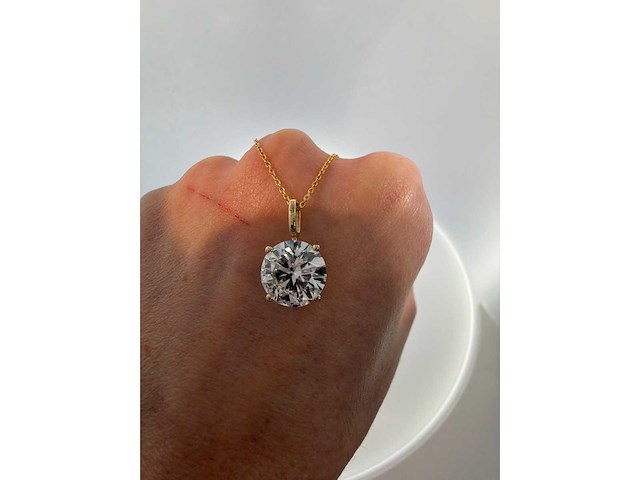 14 karaat gouden ketting met 4,00 crt diamant - afbeelding 3 van  6