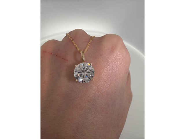 14 karaat gouden ketting met 4,00 crt diamant - afbeelding 4 van  6