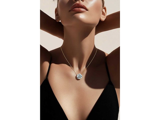 14 karaat gouden ketting met 4.04 crt diamant - afbeelding 6 van  7