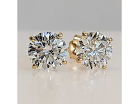 14 karaat gouden oorstekers met 3,06 crt diamant - afbeelding 3 van  4