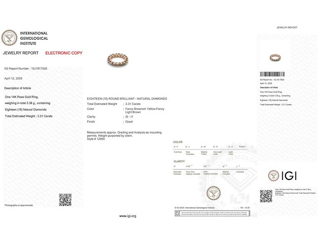 14 karaat roségouden eeuwigheidsring met 3,13 ct. natuurlijke diamant - afbeelding 2 van  5