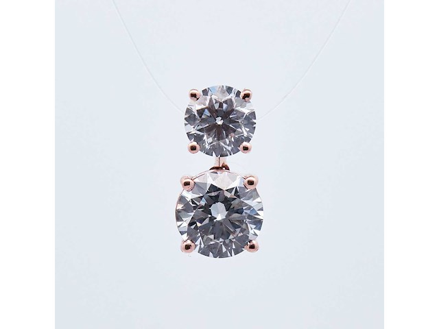 14 karaat roségouden kettinghanger met 2,61 crt. diamant - afbeelding 1 van  7