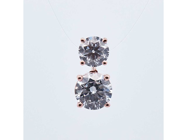 14 karaat roségouden kettinghanger met 2,61 crt. diamant - afbeelding 1 van  7