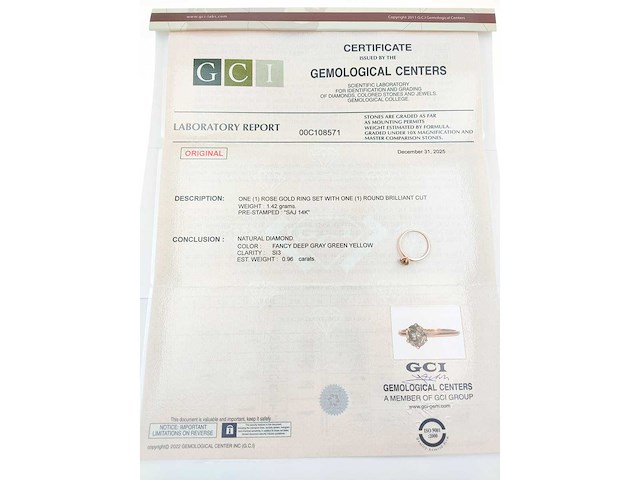 14 karaat roségouden ring met 1,01 ct. natuurlijke diamant - afbeelding 2 van  5