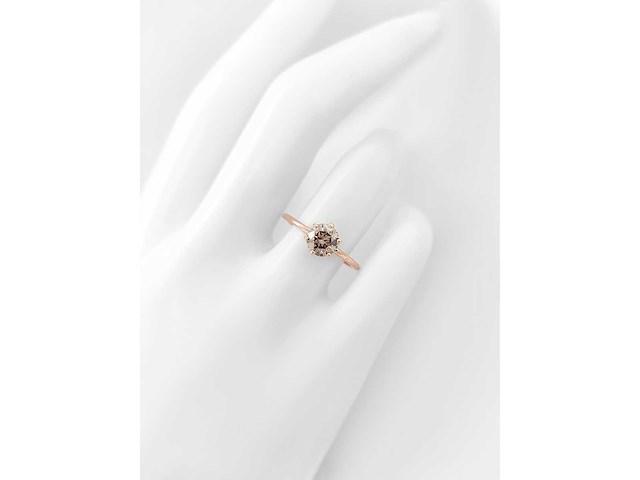 14 karaat roségouden ring met 1,01 ct. natuurlijke diamant - afbeelding 3 van  5