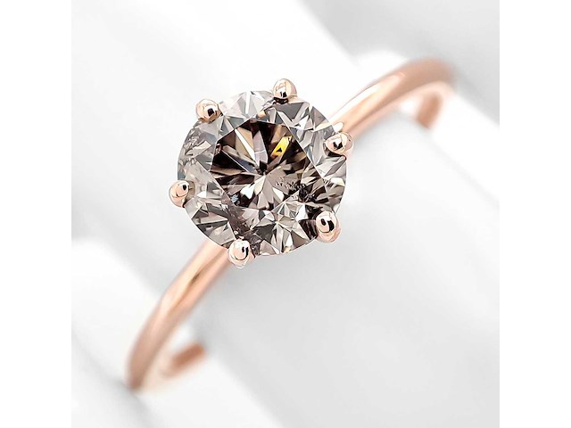 14 karaat roségouden ring met 1,01 ct. natuurlijke diamant - afbeelding 4 van  5
