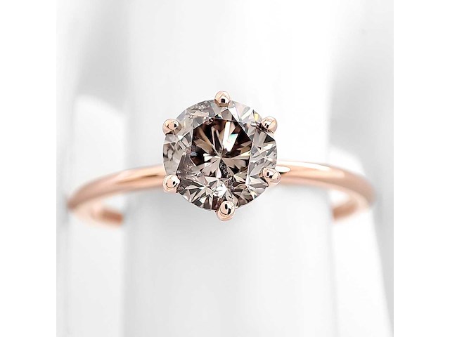 14 karaat roségouden ring met 1,01 ct. natuurlijke diamant - afbeelding 5 van  5