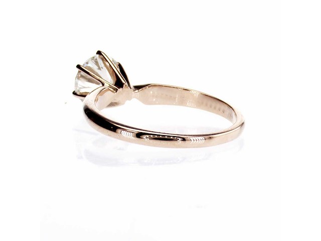 14 karaat roségouden ring met 1,21 ct. natuurlijke diamant - afbeelding 5 van  7