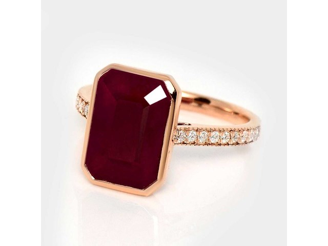 14 karaat roségouden ring met 6,23 crt. diamant - afbeelding 1 van  8