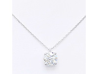 14 karaat wit gouden ketting met 3,00 crt diamant - afbeelding 1 van  9