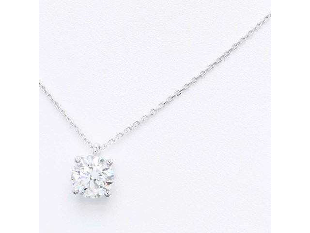 14 karaat wit gouden ketting met 3,00 crt diamant - afbeelding 7 van  9