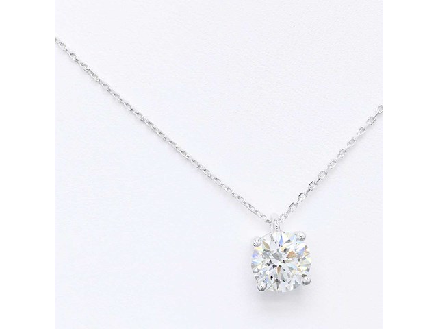 14 karaat wit gouden ketting met 3,00 crt diamant - afbeelding 9 van  9