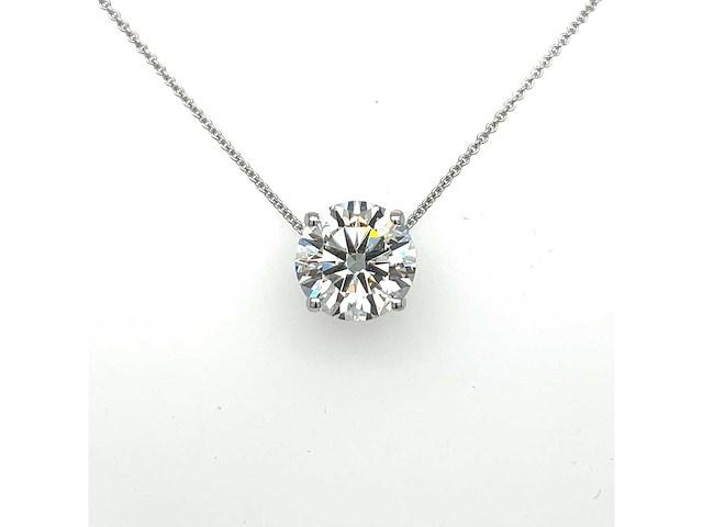 14 karaat wit gouden ketting met 3,04 crt diamant - afbeelding 5 van  6