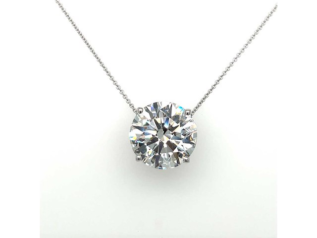 14 karaat wit gouden ketting met 4,10 crt diamant - afbeelding 1 van  7