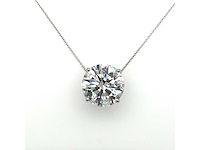 14 karaat wit gouden ketting met 4,10 crt diamant - afbeelding 1 van  7