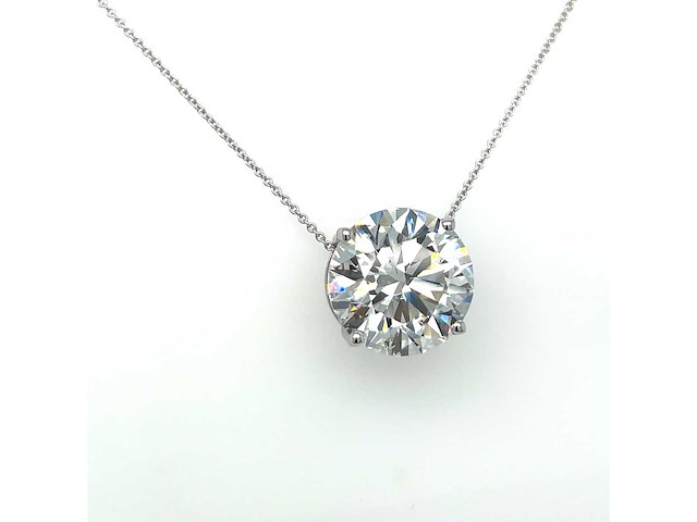 14 karaat wit gouden ketting met 4,10 crt diamant - afbeelding 4 van  7