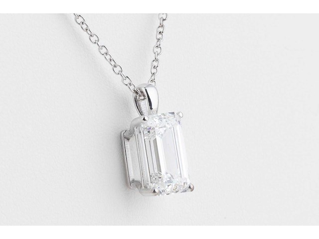 14 karaat wit gouden ketting met 5,03 crt diamant - afbeelding 3 van  6