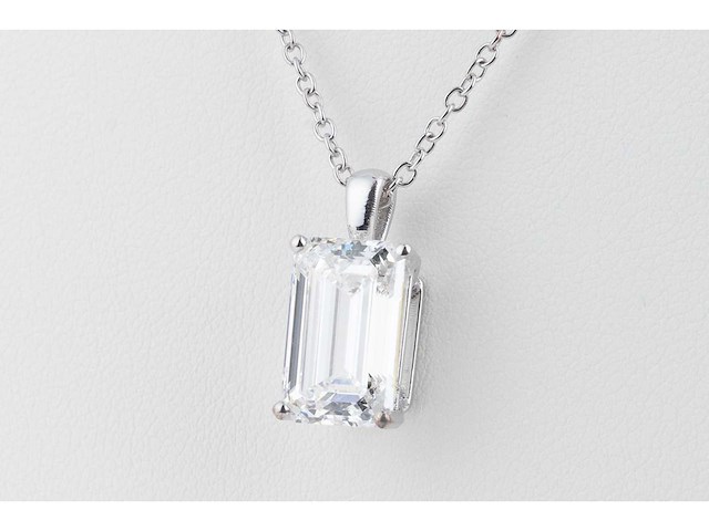 14 karaat wit gouden ketting met 5,03 crt diamant - afbeelding 4 van  6