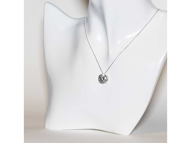 14 karaat wit gouden ketting met 5,09 crt diamant - afbeelding 3 van  7