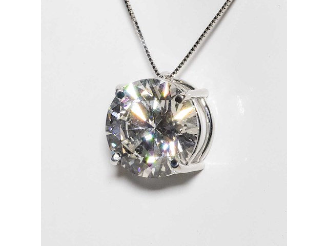 14 karaat wit gouden ketting met 5,09 crt diamant - afbeelding 5 van  7