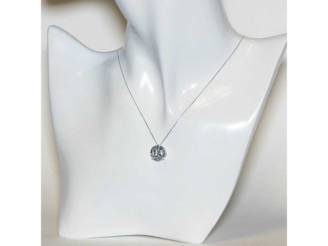 14 karaat wit gouden ketting met 5,09 crt diamant - afbeelding 6 van  7