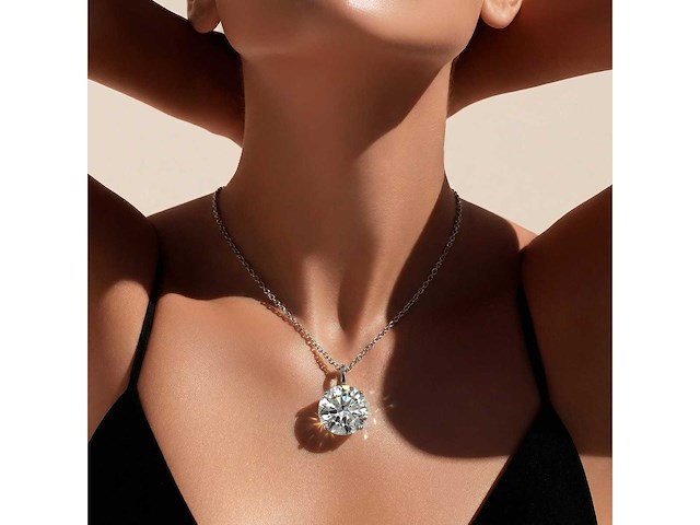 14 karaat wit gouden ketting met 5,09 crt diamant - afbeelding 2 van  6
