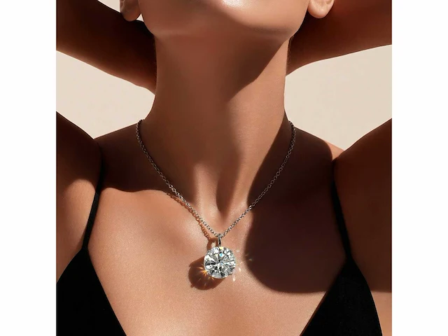 14 karaat wit gouden ketting met 5,09 crt diamant - afbeelding 2 van  7