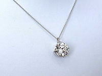 14 karaat wit gouden ketting met 5,40 crt diamant - afbeelding 4 van  7