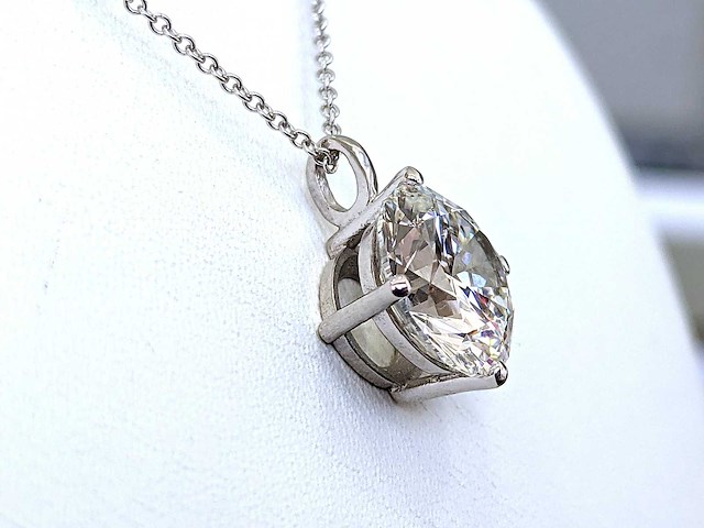 14 karaat wit gouden ketting met 5,40 crt diamant - afbeelding 5 van  7