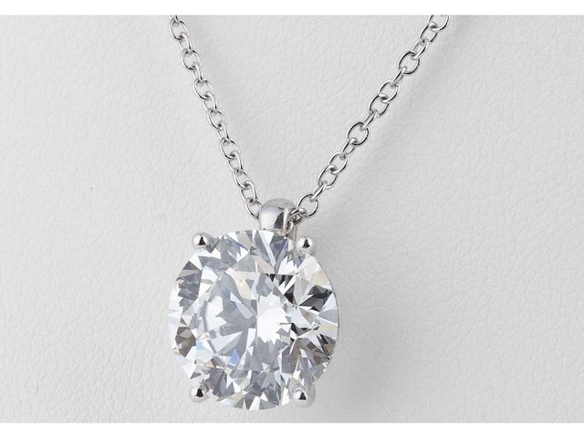 14 karaat wit gouden ketting met 7,03 crt diamant - afbeelding 1 van  6