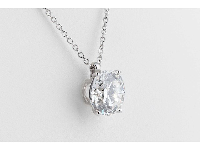 14 karaat wit gouden ketting met 7,03 crt diamant - afbeelding 3 van  6