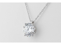 14 karaat wit gouden ketting met 7,03 crt diamant - afbeelding 4 van  6