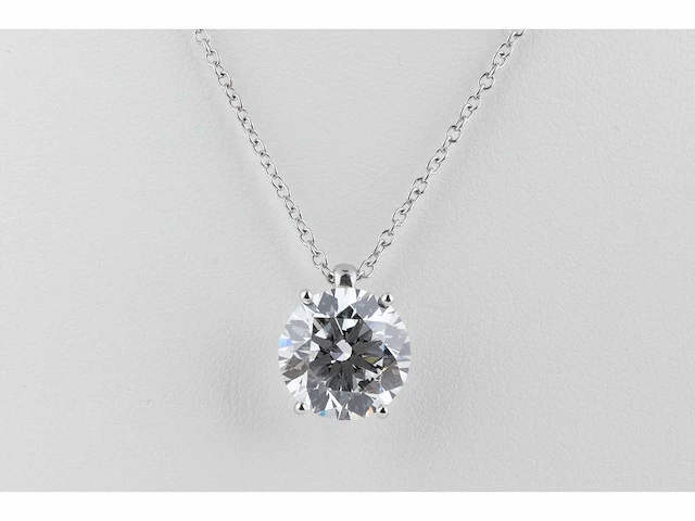 14 karaat wit gouden ketting met 7,03 crt diamant - afbeelding 6 van  6