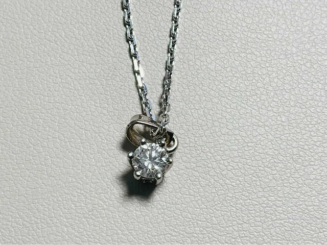 14 karaat wit gouden ketting wesselton met 0,25 crt natuurlijke diamant - afbeelding 1 van  8
