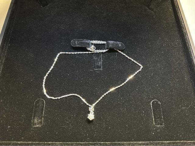 14 karaat wit gouden ketting wesselton met 0,25 crt natuurlijke diamant - afbeelding 2 van  8