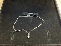14 karaat wit gouden ketting wesselton met 0,25 crt natuurlijke diamant - afbeelding 2 van  8
