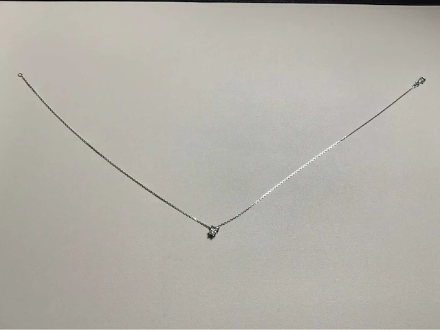 14 karaat wit gouden ketting wesselton met 0,25 crt natuurlijke diamant - afbeelding 4 van  8