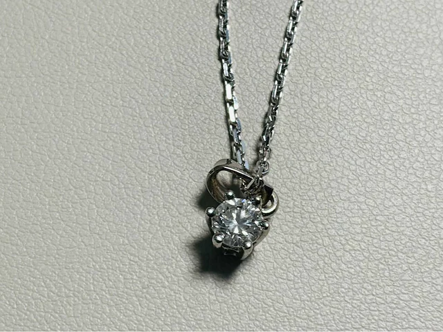 14 karaat wit gouden ketting wesselton met 0,25 crt natuurlijke diamant - afbeelding 6 van  8