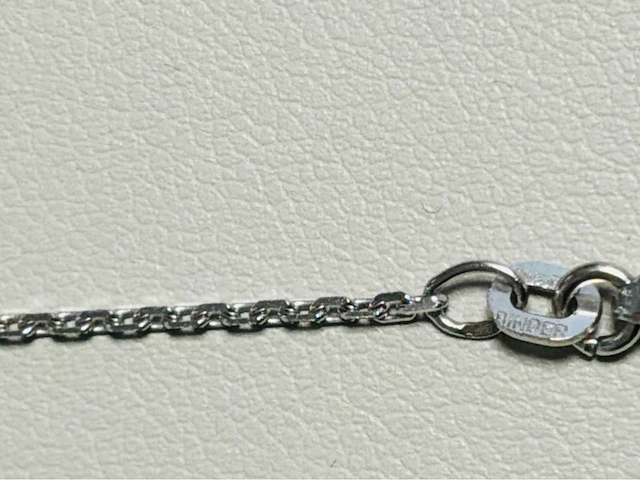14 karaat wit gouden ketting wesselton met 0,25 crt natuurlijke diamant - afbeelding 7 van  8