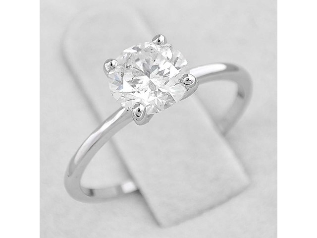 14 karaat wit gouden ring met 1,05 crt natuurlijke diamant - afbeelding 1 van  3