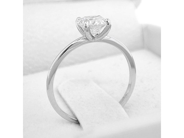 14 karaat wit gouden ring met 1,05 crt natuurlijke diamant - afbeelding 3 van  3